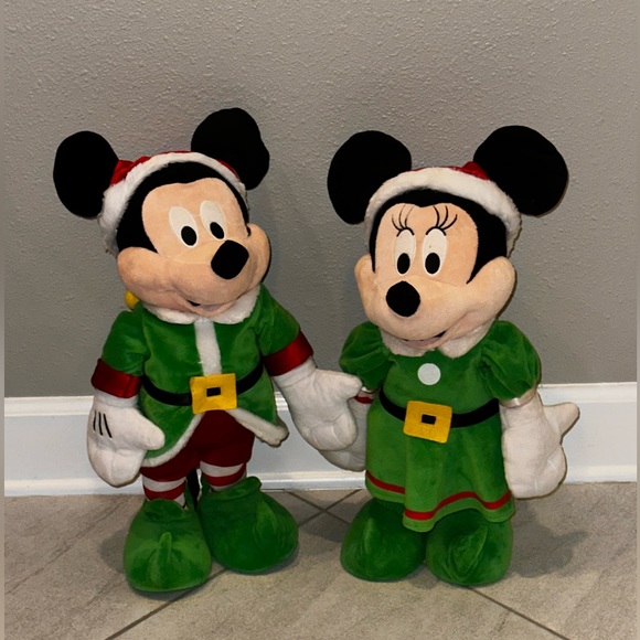 Gemmy Other - Mickey and Minnie Mouse Christmas Holiday Elf Gemmy Porch Greeters  20” x 12”